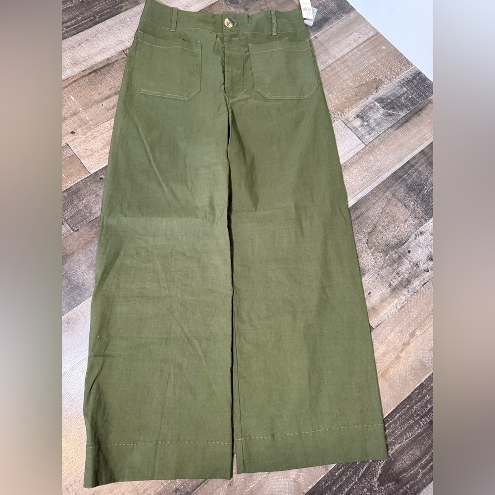 Maeve Olive Green Cropped Tall Wide-Leg Pants NWT Anthropologie